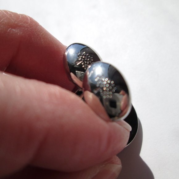 ✨Vintage MULBERRY Cuff Links Cufflinks Silver Black Designer Signed Round Circle - Picture 12 of 13